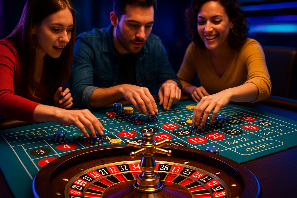 Online roulette virtual wheel with players betting